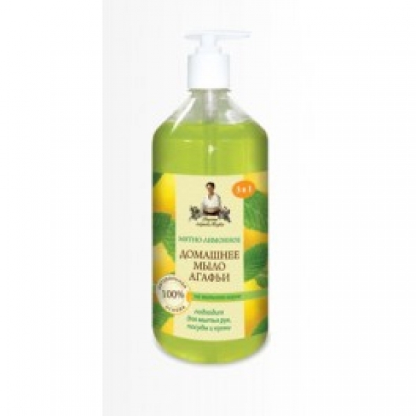 Detergent lichid vase sapunarita menta lamaie {m} 1L - SAPUNUL BUNICII AGAFIA