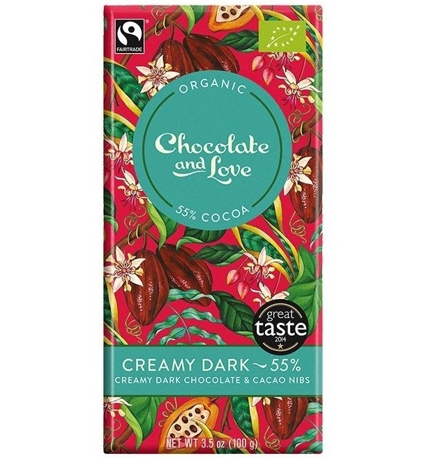 Ciocolata neagra 55% cremoasa cacao nibs eco 100g - CHOCOLATE & LOVE