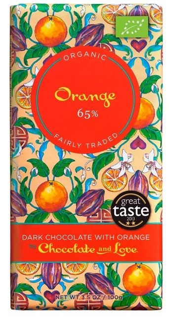 Ciocolata neagra 65% portocale eco 100g - CHOCOLATE & LOVE
