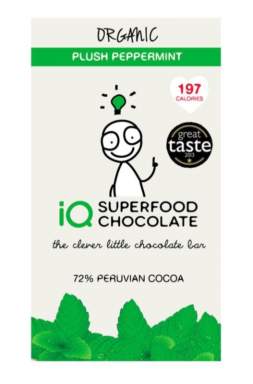 Ciocolata neagra 72% menta eco 35g - IQ CHOCOLATE