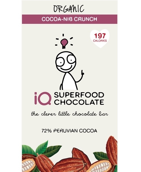 Ciocolata neagra 72% Nib crunch eco 35g - IQ CHOCOLATE