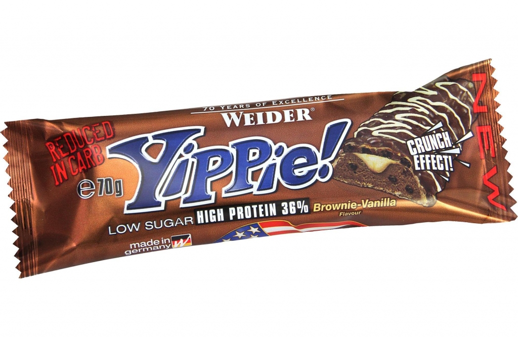 Baton proteic 36% Yippie brownie vanilie 70g - WEIDER