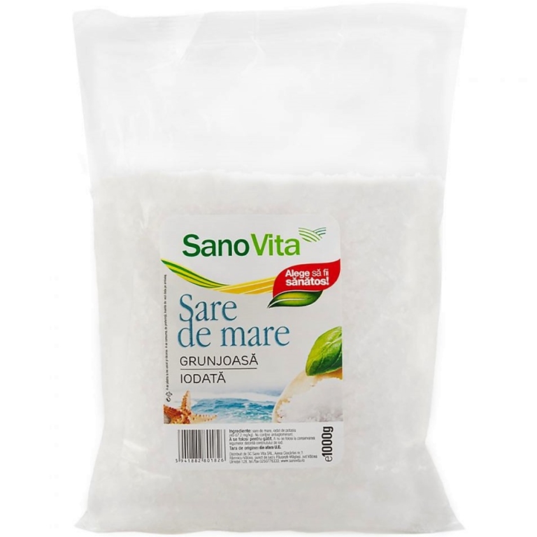 Sare mare grunjoasa iodata 1kg - SANOVITA