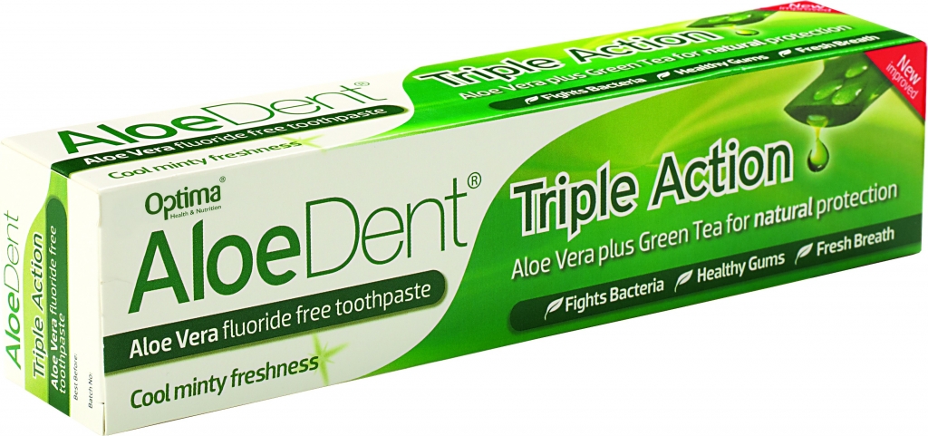 Pasta dinti tripla actiune aloe vera fara fluor AloeDent 100ml - OPTIMA HEALTH