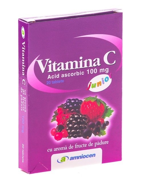 Vitamina C fructe padure junior 20cp - AMNIOCEN