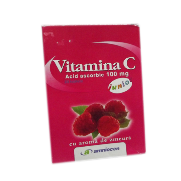 Vitamina C zmeura junior 20cp - AMNIOCEN