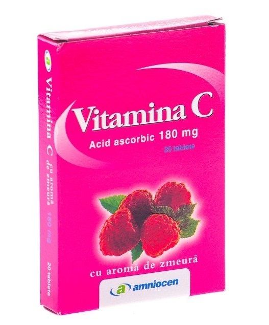 Vitamina C zmeura 20cp - AMNIOCEN