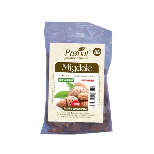 Migdale intregi prajite usor sarate eco 100g - PRONAT