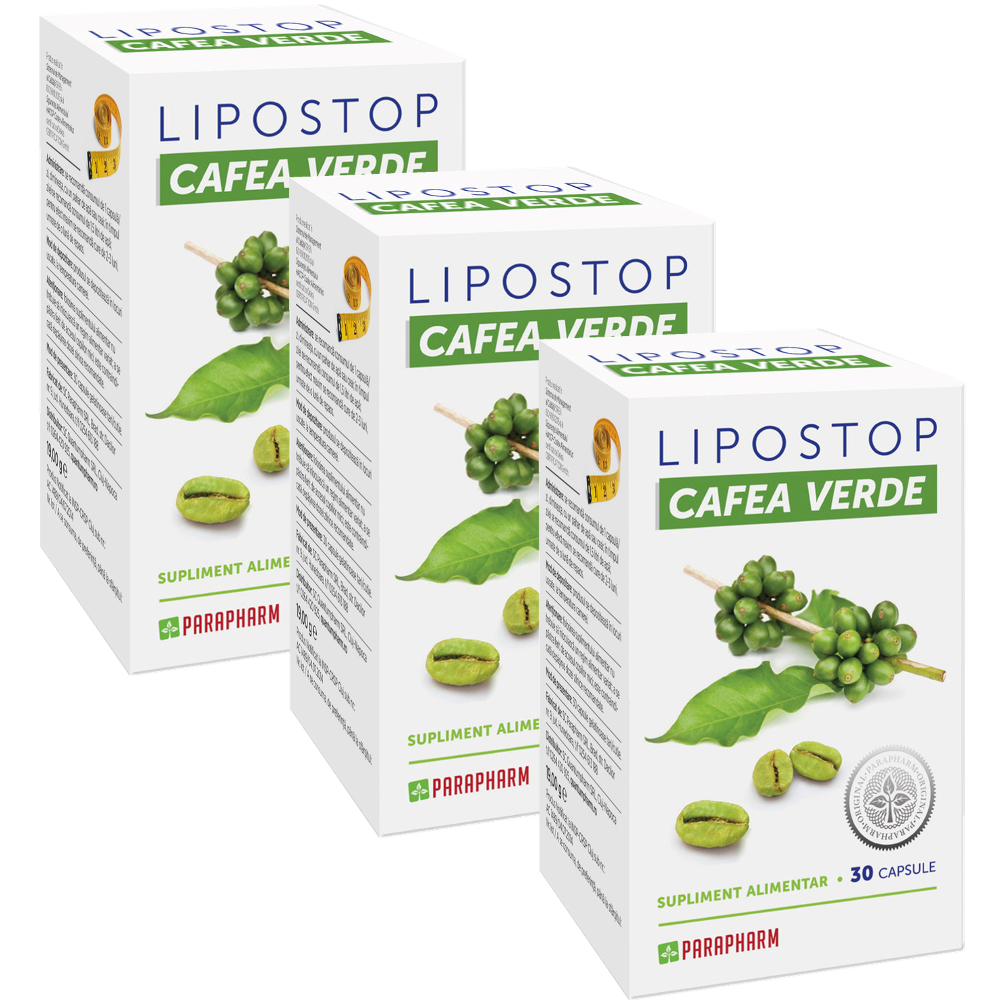Pachet Lipostop cafea verde 3x30cps - PARAPHARM