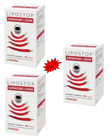 Pachet Lipostop capsaicina crom 3x30cps - PARAPHARM