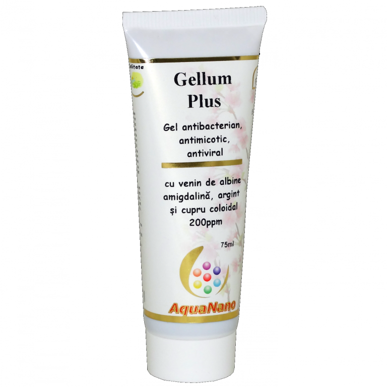 Gel antibacterian argint cupru coloidal venin albine amigdalina GellumPlus 75ml - AQUA NANO