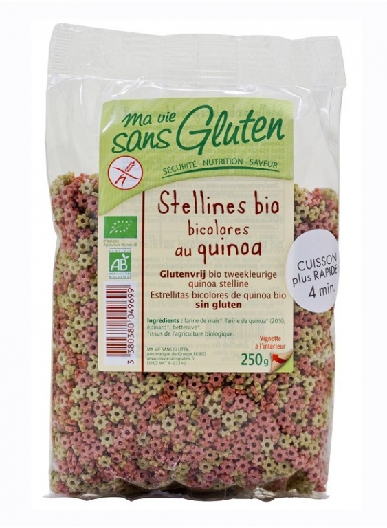 Paste stelute bicolore quinoa porumb eco 250g - MA VIE SANS GLUTEN