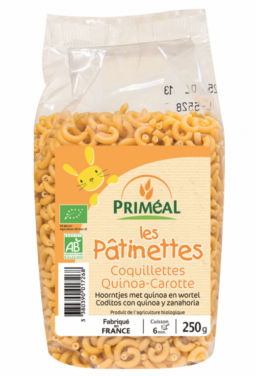 Paste melcisori grau quinoa morcovi Les Patinettes eco 250g - PRIMEAL
