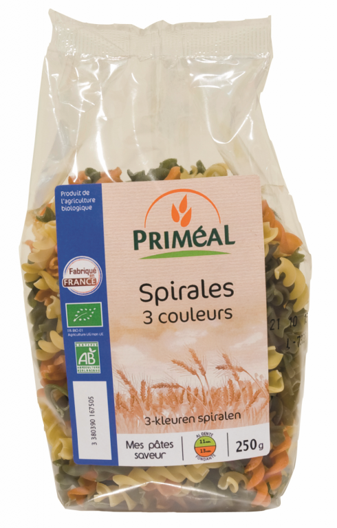 Paste spirale tricolore grau eco 250g - PRIMEAL