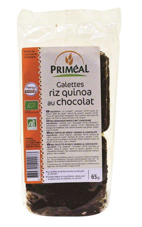 Rondele expandate orez quinoa ciocolata neagra eco 65g - PRIMEAL