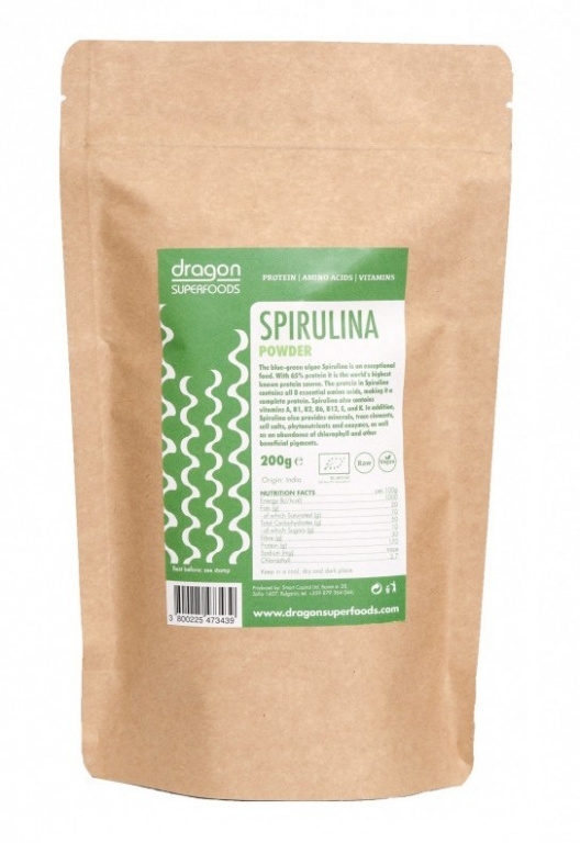 Pulbere spirulina china eco 200g - DRAGON SUPERFOODS