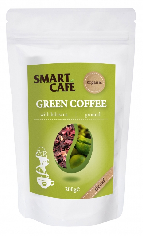 Cafea verde macinata decofeinizata cu hibiscus ecoeco 200g - DRAGON SUPERFOODS