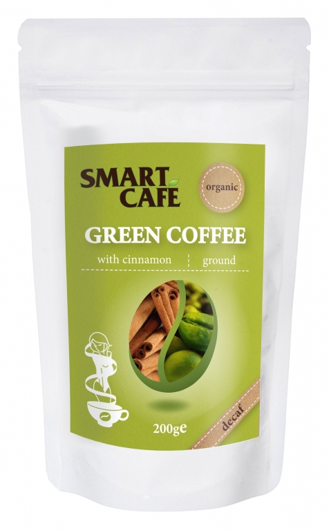 Cafea verde macinata decofeinizata cu scortisoara eco 200g - DRAGON SUPERFOODS