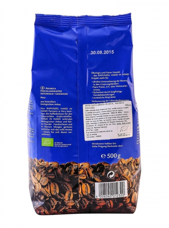 Cafea macinata arabica usoara Gusto eco 500g - RAPUNZEL