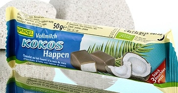 Baton cocos glazura ciocolata lapte eco 50g - RAPUNZEL