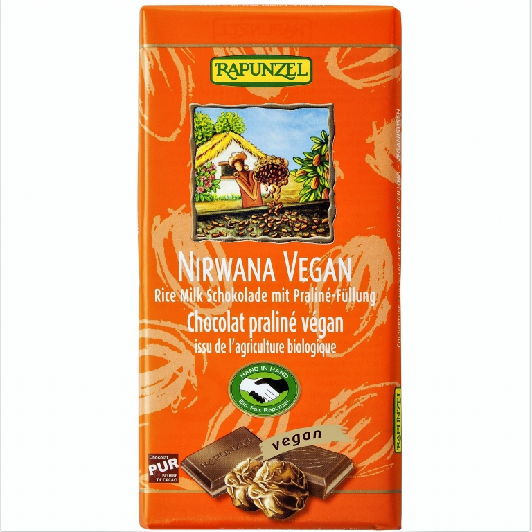 Ciocolata vegana lapte_orez praline Nirwana eco 100g - RAPUNZEL
