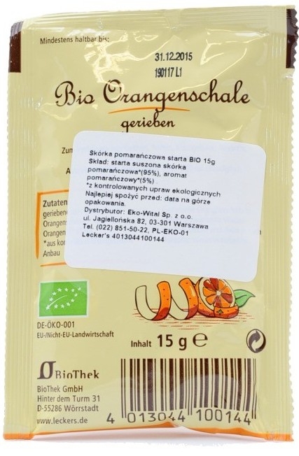 Coaja portocala rasa 15g - LECKER`S