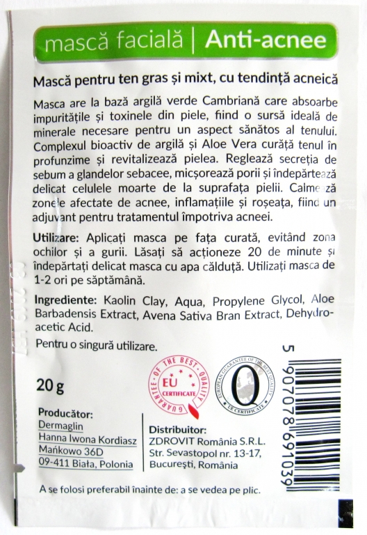 Masca antiacnee femei plic 20g - DERMAGLIN