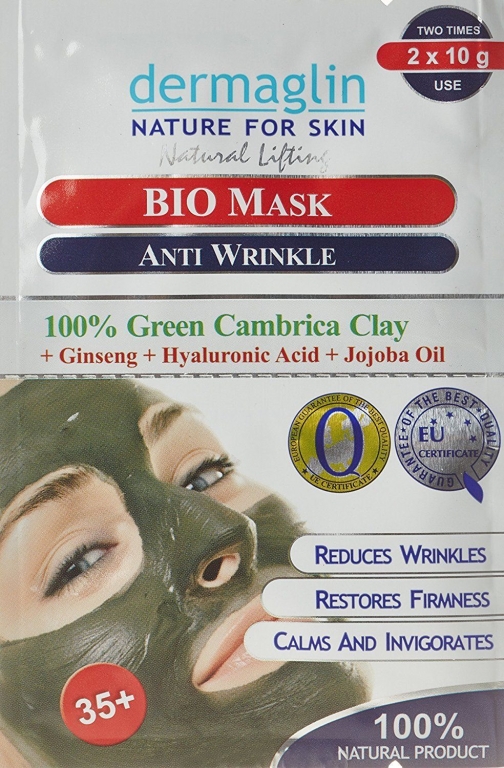 Masca antirid femei 35+ argila verde ginseng 2x10g - DERMAGLIN