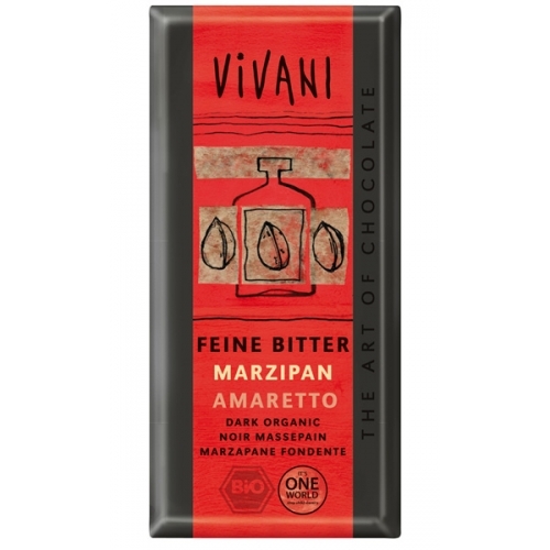 Ciocolata neagra 60%cacao marzipan amaretto eco 100g - VIVANI