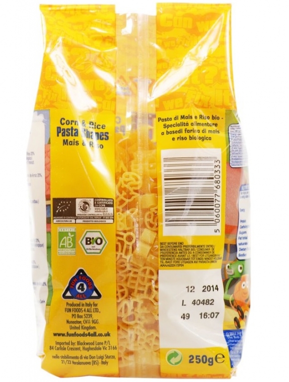 Paste forme trenulet porumb orez Thomas & friends eco 250g - FUN FOODS
