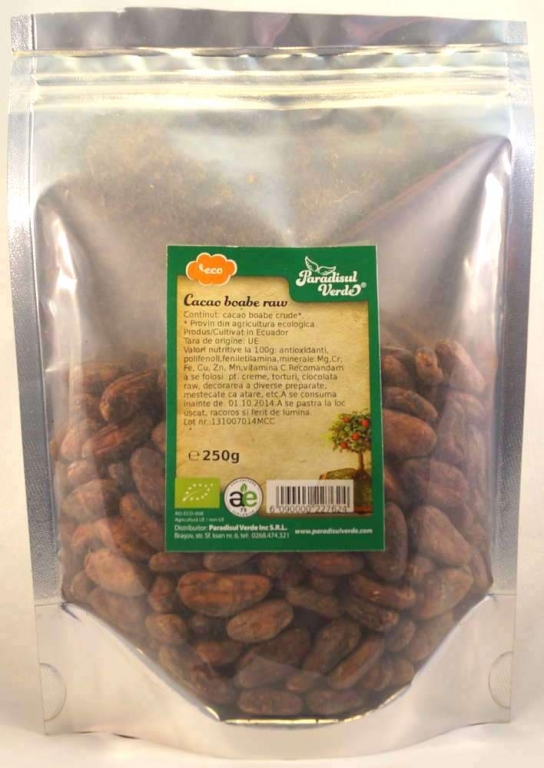 Cacao boabe raw Ecuador eco 250g - PARADISUL VERDE