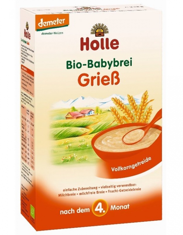 Porridge gris integral bebe +4luni eco 250g - HOLLE