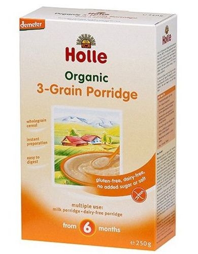 Porridge 3cereale fara gluten bebe +6luni eco 250g - HOLLE