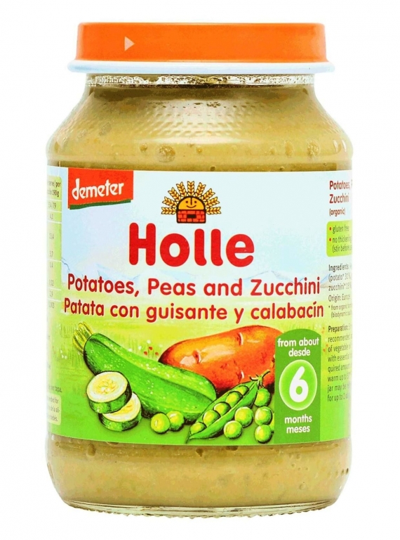 Piure cartofi mazare zucchini bebe +6luni eco 190g - HOLLE