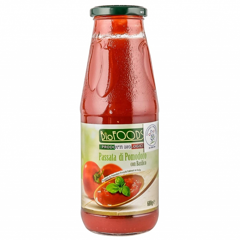 Piure tomate busuioc eco 680g - BIOFOODS