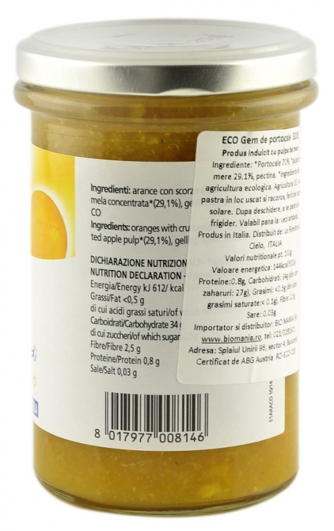 Gem portocale fara zahar eco 320g - LA FINESTRA SUL CIELO