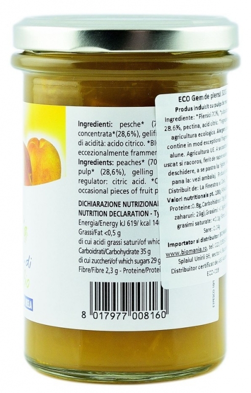 Gem piersici mere fara zahar eco 320g - LA FINESTRA SUL CIELO