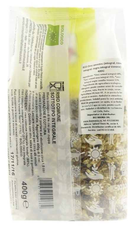 Orez amestec [bob rotund integral/rosu/negru] pt supa eco 400g - LA FINESTRA SUL CIELO