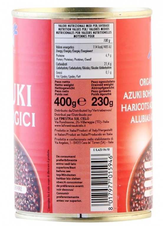Conserva fasole azuki eco 400g - LA FINESTRA SUL CIELO