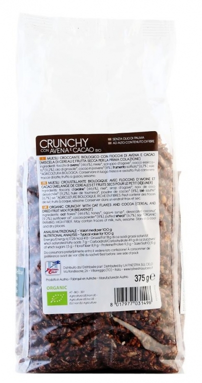 Musli crocant ovaz cacao eco 375g - LA FINESTRA SUL CIELO
