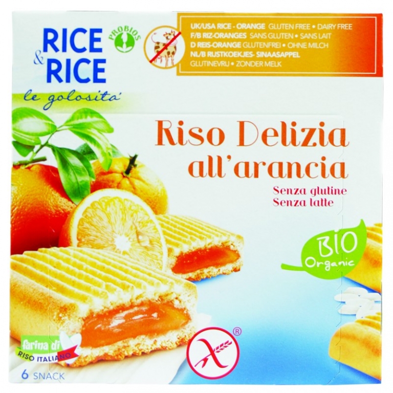 Biscuiti deliciosi orez umpluti portocale eco 198g - PROBIOS