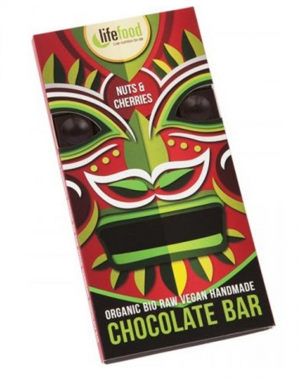 Ciocolata neagra 60% nuci cirese raw eco 70g - LIFEFOOD