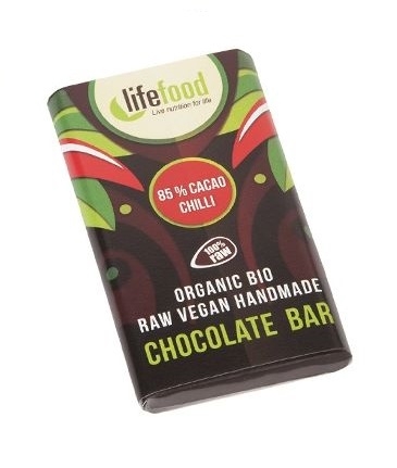 Mini ciocolata neagra 85% chilli raw eco 15g - LIFEFOOD