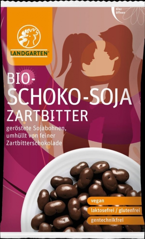 Boabe soia invelite ciocolata amaruie eco 55g - LANDGARTEN