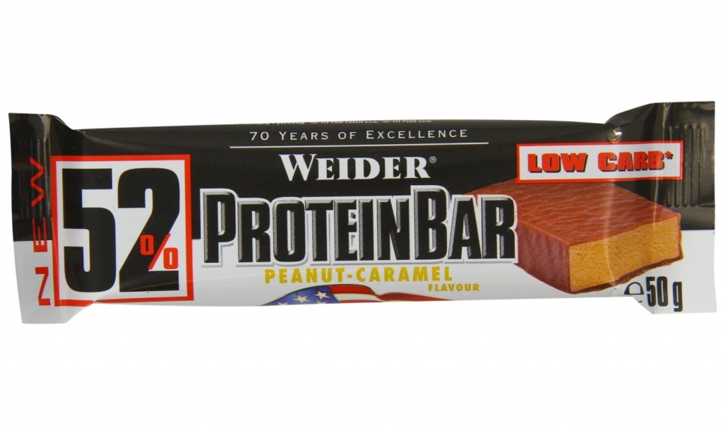 Baton proteic 52% ProteinBar arahide caramel 50g - WEIDER