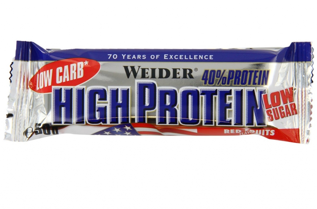 Baton proteic 40% HighProtein fructe rosii 50g - WEIDER