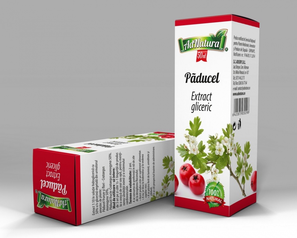Extract hidrogliceric paducel flori frunze fructe 50ml - ADNATURA