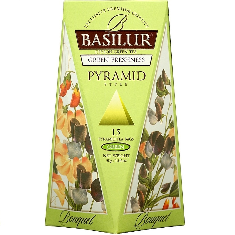 Ceai verde ceylon Bouquet green freshness piramide 15dz - BASILUR