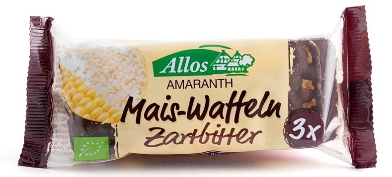 Napolitane porumb amarant ciocolata neagra eco 37g - ALLOS