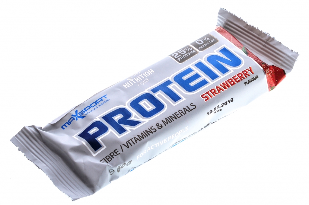 Baton proteic capsuni 60g - MAXSPORT